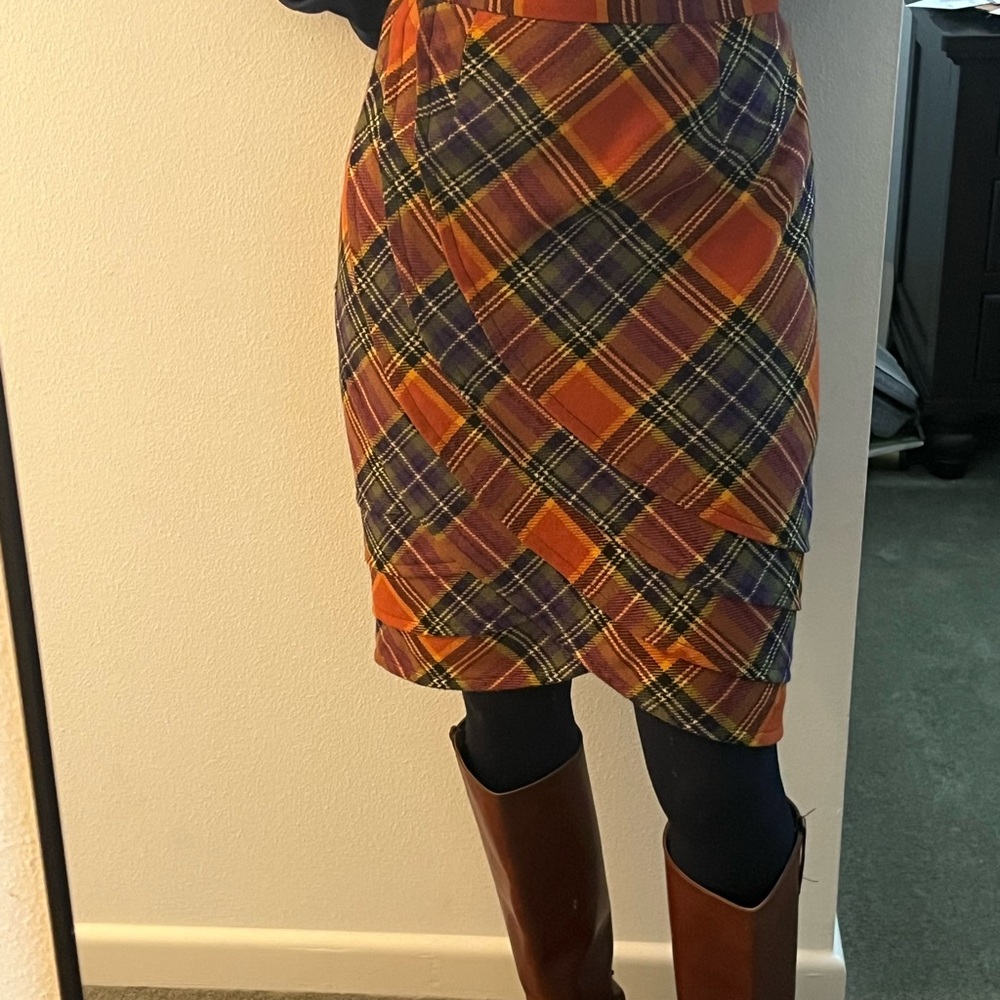 Tracy Reese Plaid Orange Women's Skirt